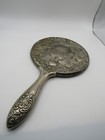 Vintage Hand-held Vanity Mirror Silver-plated Ornate Victorian Design Heavy