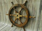 Nautical 18  Ship s Time Heavy Solid Brass Porthole Wooden Wheel Wall Decor