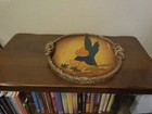 Vintage Collectible Mexican Folk Art Wood Round Rancho Craft Tray wall Plaque