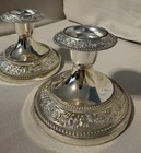 Pair Of Silver Plated Candle Stick Holder Velvet Bottom Short