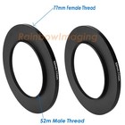  2 Pcs  52-77mm 52mm To 77 Mm Metal Step Up Lens Filter Ring Adapter