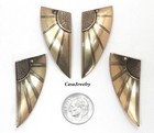  3129 Antiqued Brass Art Deco L  R Angel Wings W top Hang Hole - 2 Pair