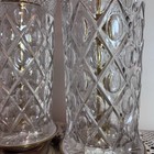 Vintage Pair  2  Crystal   Brass Tall 33    Elegant Buffet Lamps Hollywood Regency