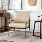 Pu Leather Single Sofa Couch  Modern Accent Chair With Solid Wood Armrest And St