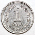 1959 Argentina  1 Peso  Liberty-foreign Coin 25 6mm