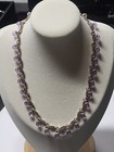Vintage Sterling Silver Marcasite Link Amethyst Dangel Design Necklace Rare 16in