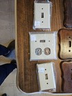    vintage Wall Plate Lot - 11pc Wood Ceramic Porcelain Brass - Switch Outlet   
