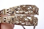 Pair Of 1930 s Chinese Silver Enamel Relief Dragon Bangle Bracelet Marked       