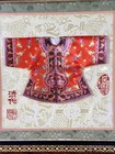 Vintage Miniature Chinese Historical Costume Satin Emperor Robe Framed Art
