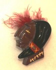 Vintage Bsa Hand Carved Wood Indian Chief Neckerchief Slide Folk Art Cedarbrook