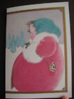 Unused Vintage Greeting Card Michel   Co  Christmas Girl In Red Coat W  Muff