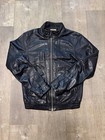 G-star Raw Denim Men   s Black Leather Jacket Zip Front Lined Short Regular Fit M