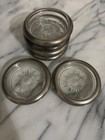 Vintage Coasters Set Of 6silver Plate And Glass Starburst Cocktail Barware