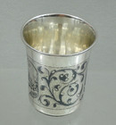 Antique Imperial Russian 84 Silver Niello Vodka Cup Architectural Moscow 1861