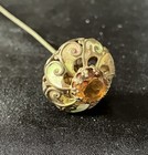Antique Victorian Enameled 6 5  Stick Hatpin W crystal Glass Accents