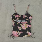 For Love And Lemons Top Womens Xs Black Pink Floral Melrose Bustier Side Tie