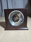 Vintage Bulova Executive Desk Mantel World Clock 15v Wood   Silver Accents 