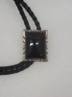 Nakai Vintage Western Bolo Tie Black Onyx Rectangle Sterling  Silver