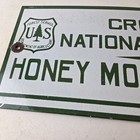 Vintage Forest Service Porcelain Sign - Honey Moon Cabin National Park Man Cave