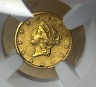 1849 G 1 Gold Dollar Open Wreath Ngc Au53