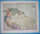 1881 Rare Original Map South America Ecuador Peru Bolivia Colombia Panama Brasil