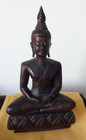 Vintage Carved Wood 11 In  Bhumisparsha Earth Touching Buddha Statue