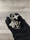 Louis Vuitton Bag Charm Chain 4 Charms Rhinestones And Pearls  Silvertone Unisex