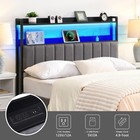 Full Size Headboard Only With Led Lights Usb Charging Station W  Storage Shelf