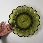 Vintage Indiana Glass Olive Green Hobnail Deviled Egg Dish Tray Plate Mcm 15 Egg