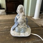 Vintage Porcelain Sculpture Night Light Madonna Mother Mary Child Baby Jesus