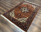Indo Per sian Heriz Rug 4x6  Rust Red Navy Blue And Cream