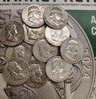 Silver 90  Franklin Half Dollar Lot Of 5 Random Coins Tp-2657