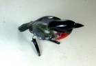 Hand Blown Glass Animal Bird  Murano Style Art Figurine Ornament Black Red  3 4 