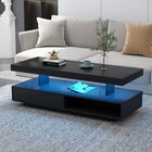 Led Coffee Table With 2 Storage Drawers And Open Shelves High-gloss Center Table