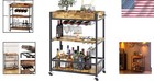 Vintage Rustic 3-tier Bar Cart With Removable Tray - Mobile Wine Serving Rack