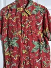 Gorgeous Vtg 1940s Rayon Hawaiian Shirt Palm Trees Ukulele Loop Collar 46  Chest