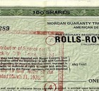 Vtg Rolls-royce Limited Stock Certificate 100 Shares 1971 Morgan Guaranty Adr