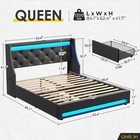 Rolanstar Queen Bed Frame With Led Lights And Charging Station  Queen  Black 