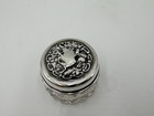 Antique Small Cut Glass Sterling Silver Lid Dresser Jar