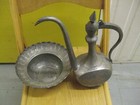 Antique Islamic Arabic Or Turkish Hand Wash Tea Pot Or Dallah With Bowl C 1900