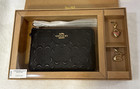 Coach   Authentic  cf358   Gift Set Corner Zip Black Wristlet W  Charms In Box