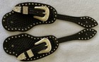 New Men s Warren Davis Collection Tooled Beaded Leather Spur Straps nice Quality