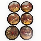 Vintage Pimpernel Coasters Fox Hunt Cork Back Equestrian Horse Set Of 6