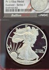 2007 American Eagle Proof Silver 1 Oz Coin With    1 10 Oz Platinum   medal Pf70 Ngc