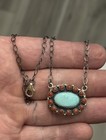 Sterling Silver Turquoise   Coral Reversible 2 Sided Cluster Bar Necklace  925
