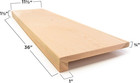 Red Oak Solid Wood Stair Tread With Small  3 4   Square Nose Profile  36  X 11 1