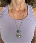 Vtg Navajo Style Sterling Silver Turquoise Naja Pendant Rope Necklace 22  19 6g