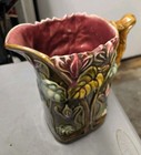 Art Nouveau French Majolica 8 25  Pitcher Signed 673 Frie Onnaing France