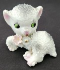 Sugar-glazed Confetti Porcelain Kitten Cat Green Eyes Figure Japan Mcm Vintage