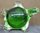 Vintage Transparent Green Glass Sea Turtle Paperweight Very Nice Unmarked